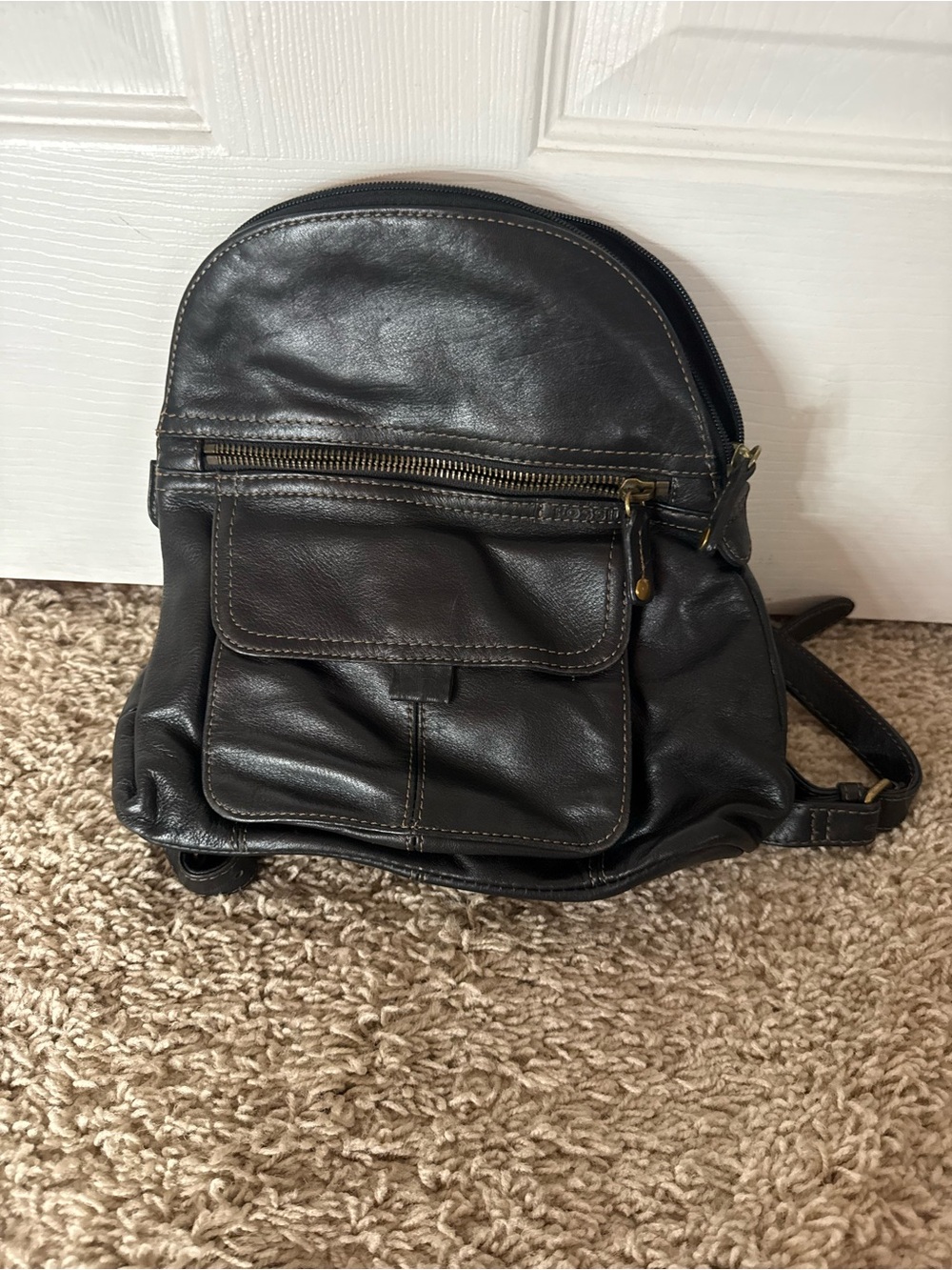 Fossil Black Leather Mini Backpack - Classic Everyday Carry